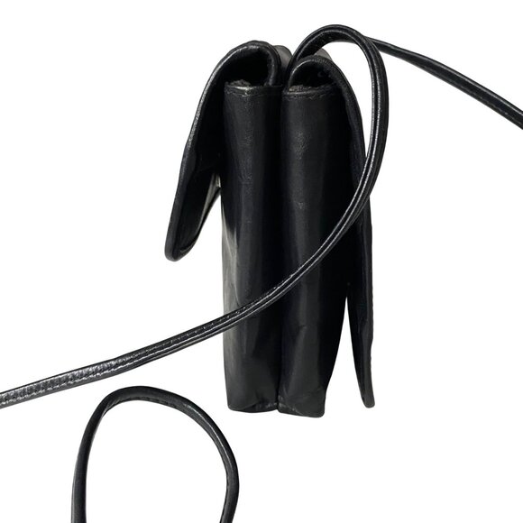 Kenneth Cole Black Leather Crossbody‎ Bag Modern City Chic Travel - Picture 4 of 12